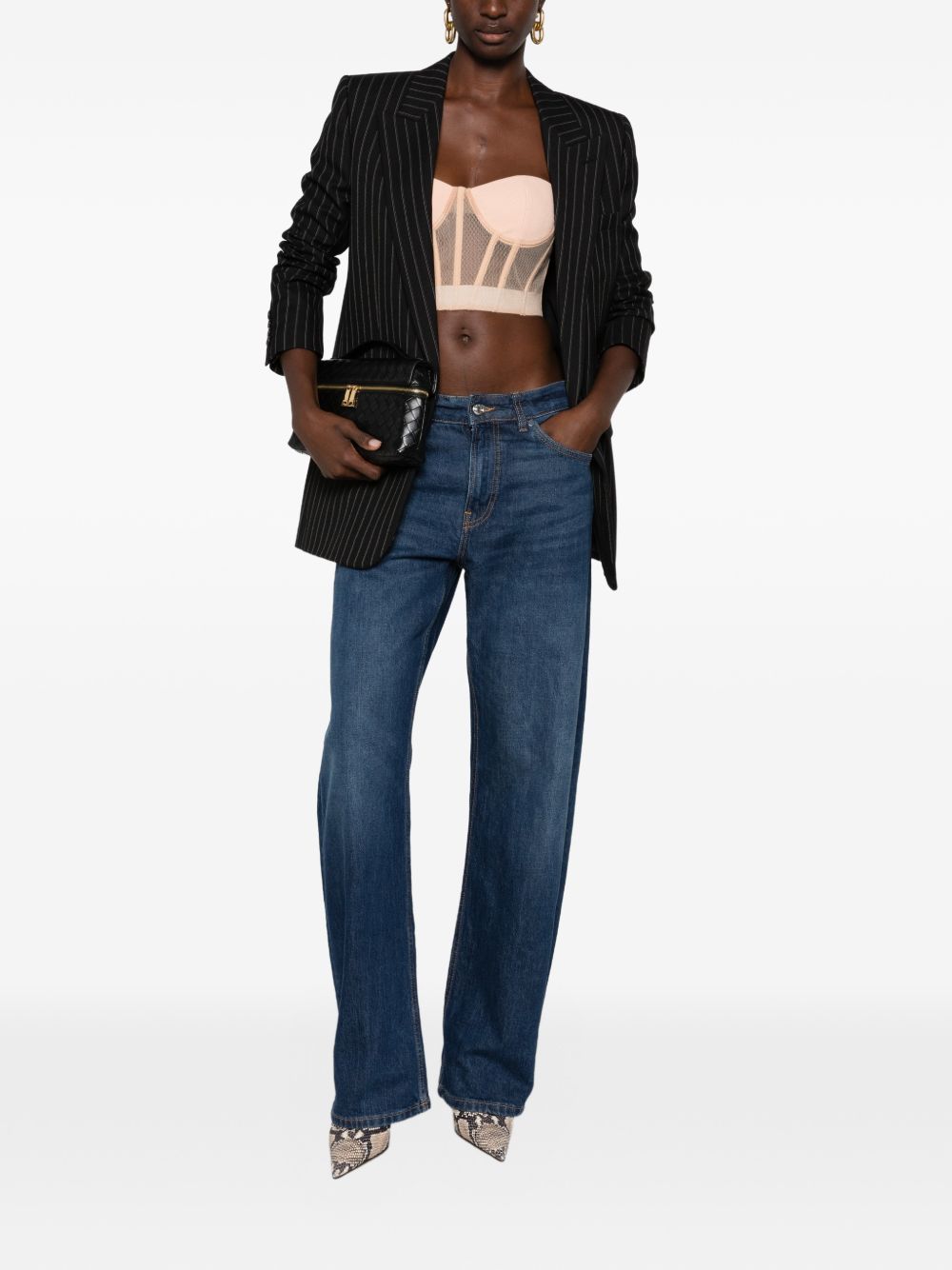 Mesh and crepe bustier top TO07567E2 EA1 ELISABETTA FRANCHI 