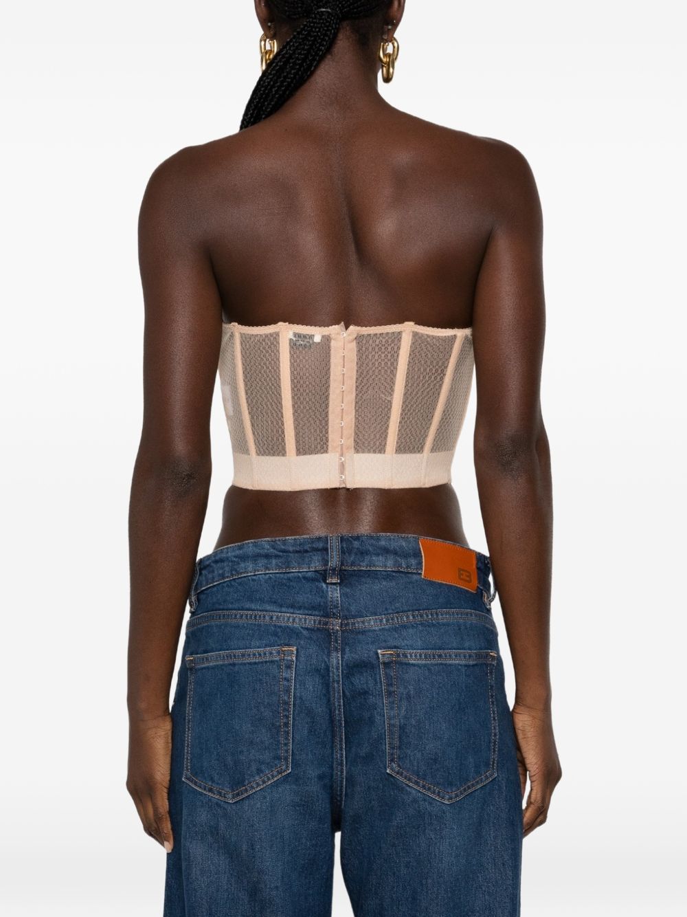 Mesh and crepe bustier top TO07567E2 EA1 ELISABETTA FRANCHI 