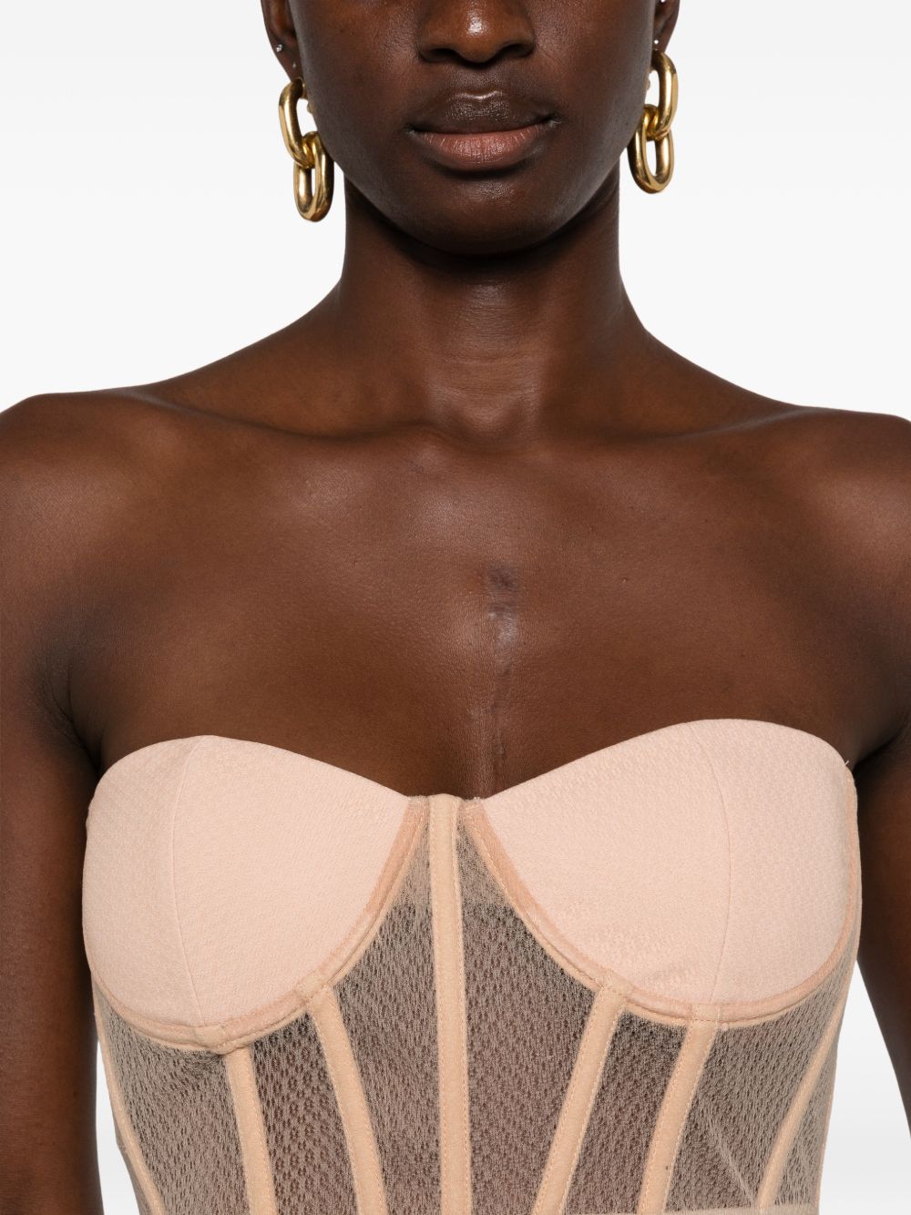 Mesh and crepe bustier top TO07567E2 EA1 ELISABETTA FRANCHI 
