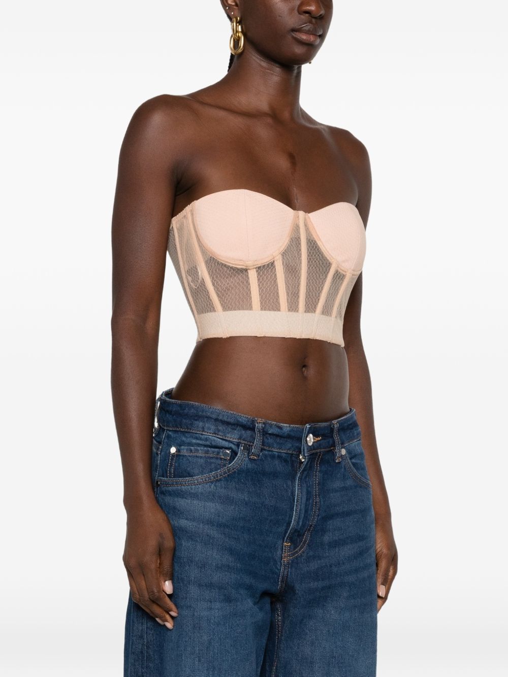 Mesh and crepe bustier top TO07567E2 EA1 ELISABETTA FRANCHI 
