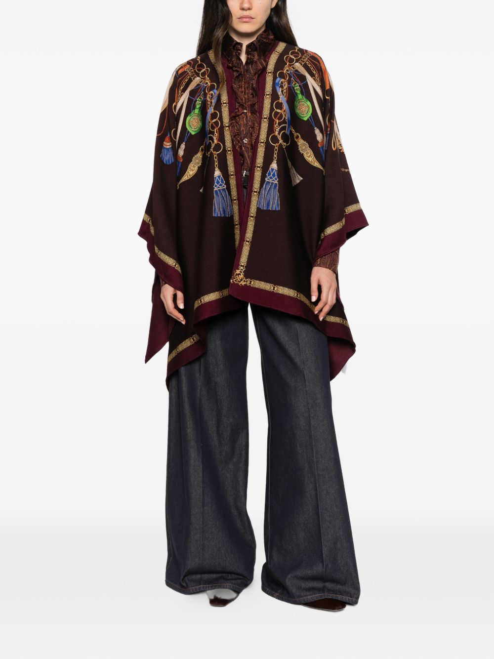 Tassel-print silk-trim cape WRBD0004 AK1FNX0828 ETRO 