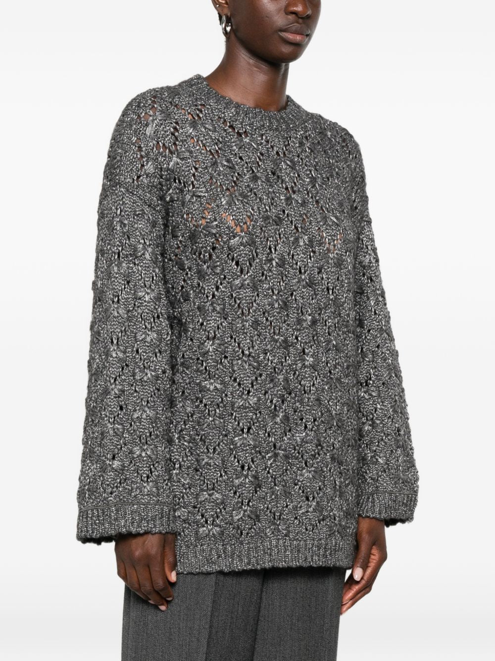 open-knit pointelle-trim sweater MAD216F091 M3158070 FABIANA FILIPPI 