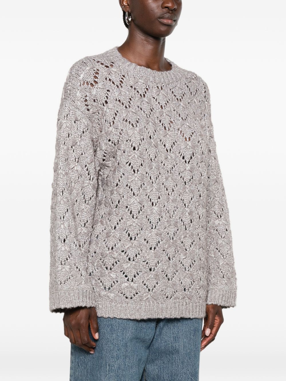 open-knit pointelle-trim sweater MAD216F091 M3158206 FABIANA FILIPPI 