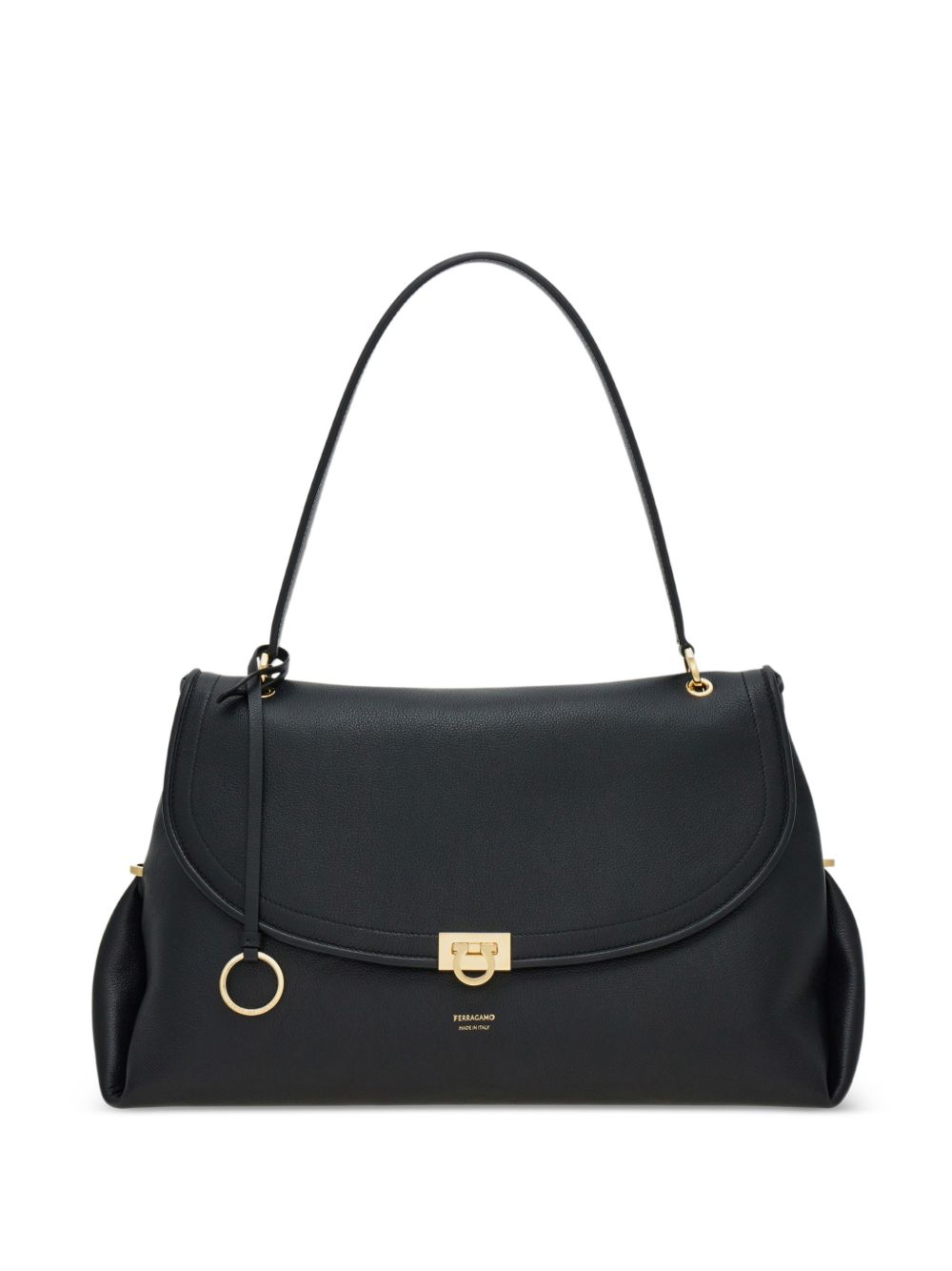 GANCINI pebbled-leather shoulder bag 21A866 SH L 796250NERO FERRAGAMO 