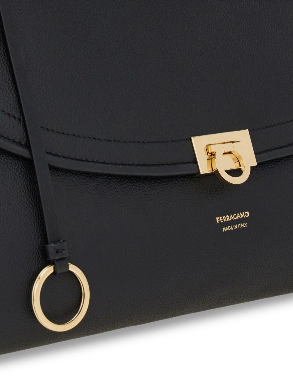 GANCINI pebbled-leather shoulder bag 21A866 SH L 796250NERO FERRAGAMO 