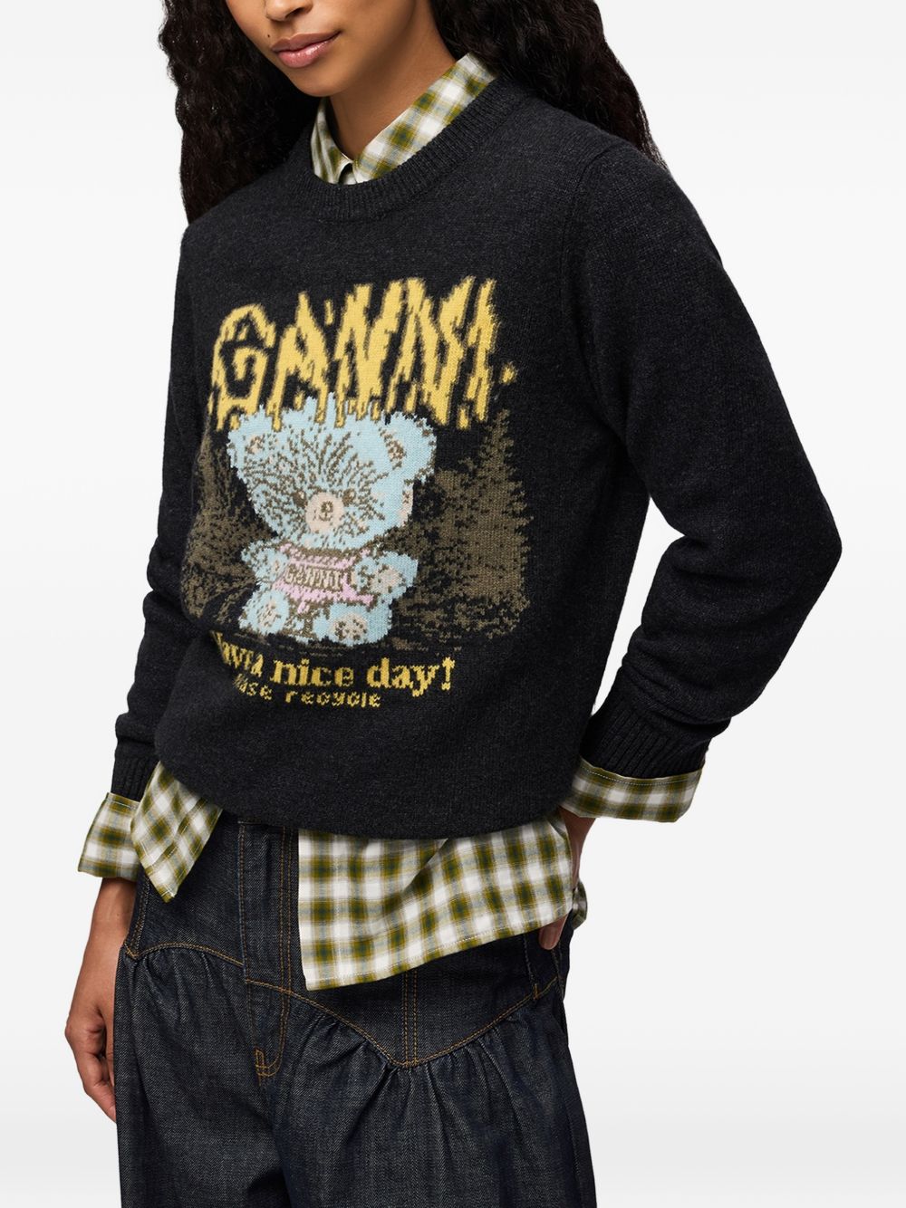 Teddy Jacquard Knitted Sweater A1150058 252 GANNI 