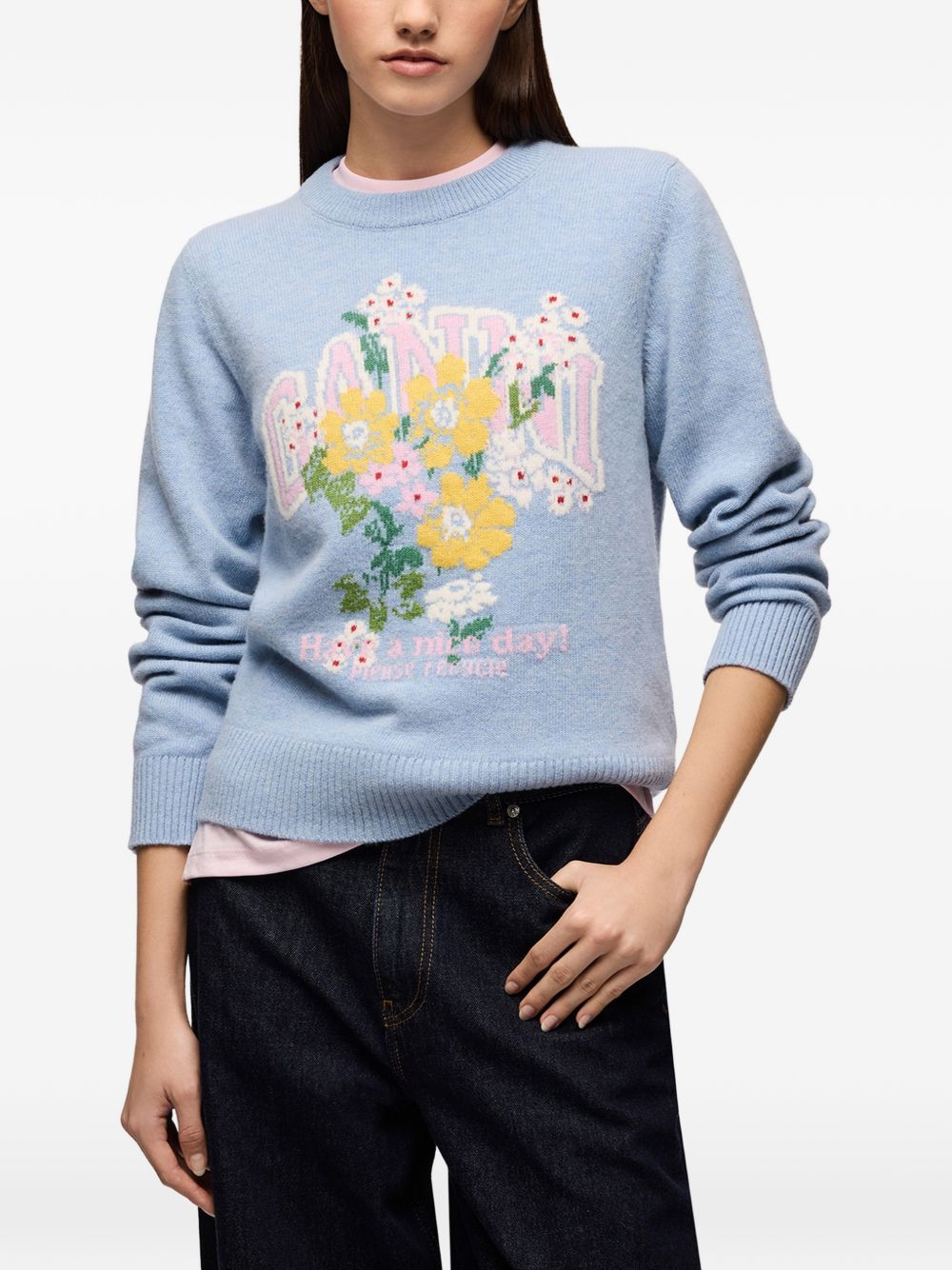 Floral crew neck sweater A1150059 ZXF GANNI 