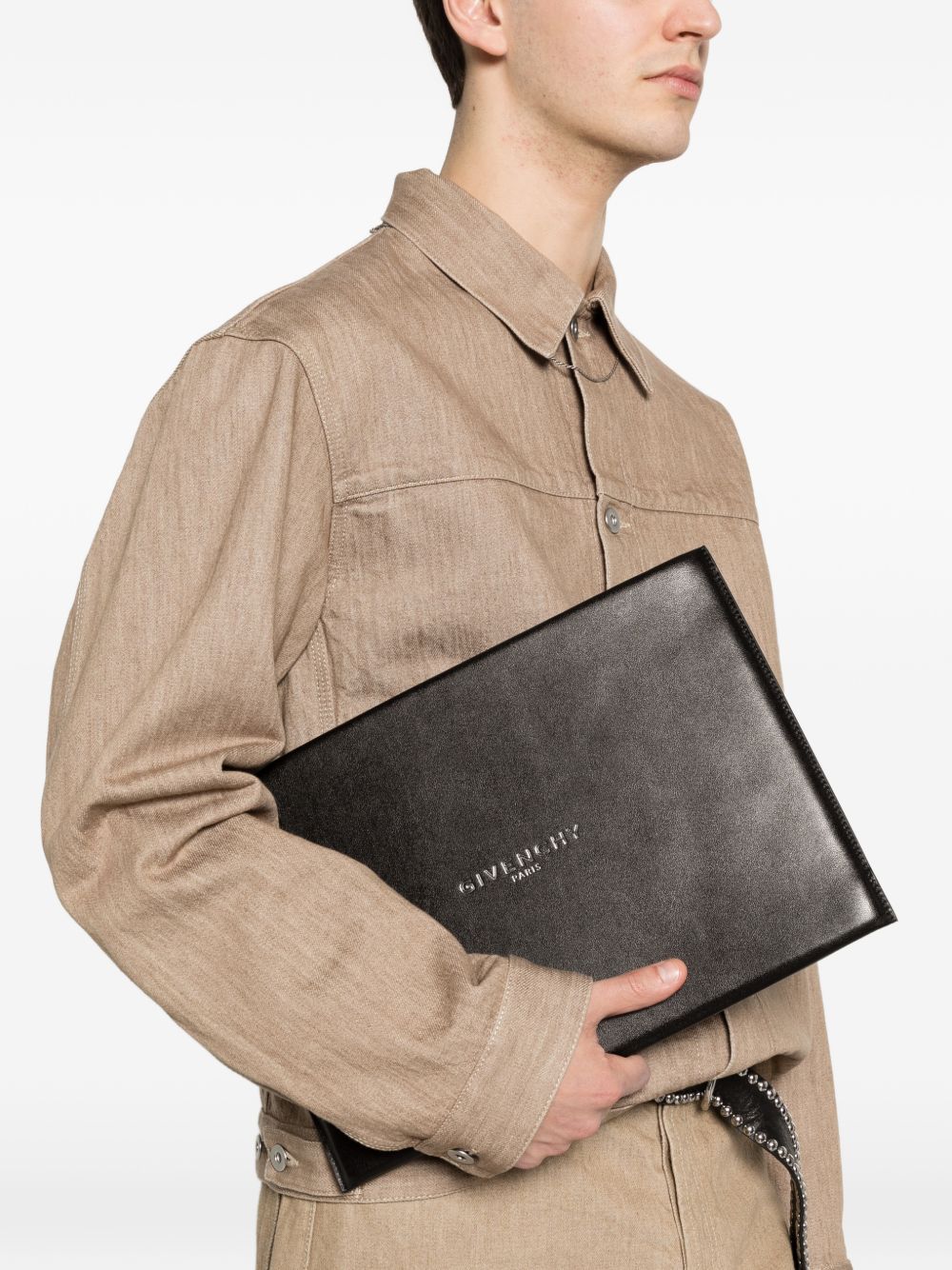 Stamped large pouch in leather BK60FXK21L 001 GIVENCHY 