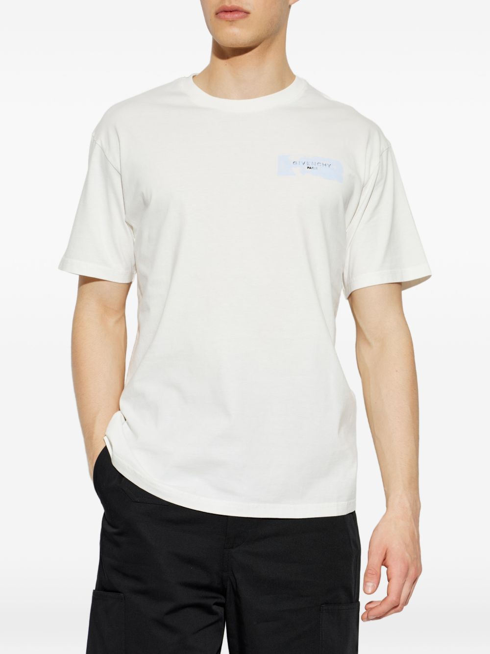 T-shirt in cotton with Givenchy Paris Paint print BM71NK3YUD 128 GIVENCHY 