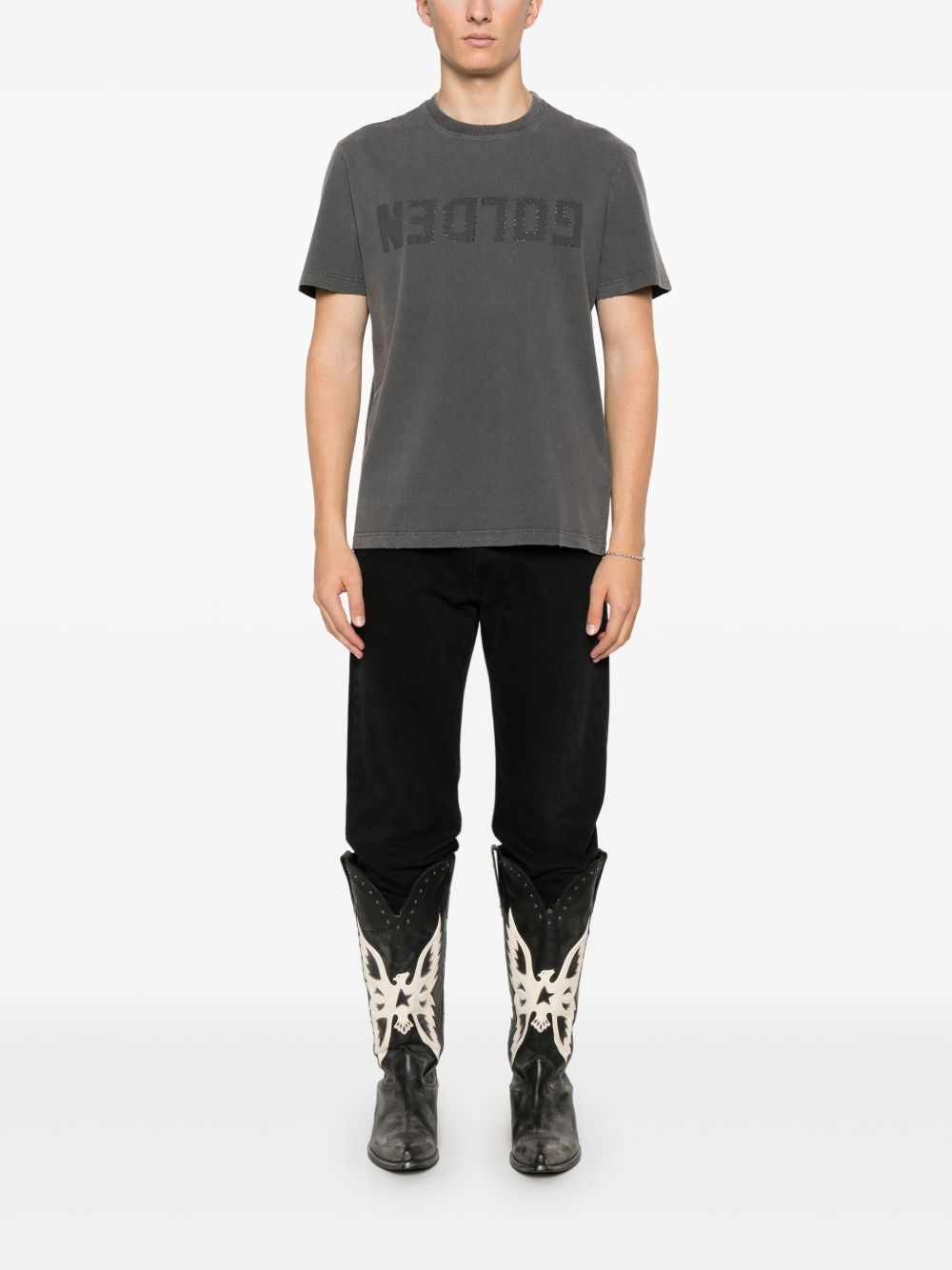 T-shirt with distressed treatment GMP01220 P00067160318 GOLDEN GOOSE 