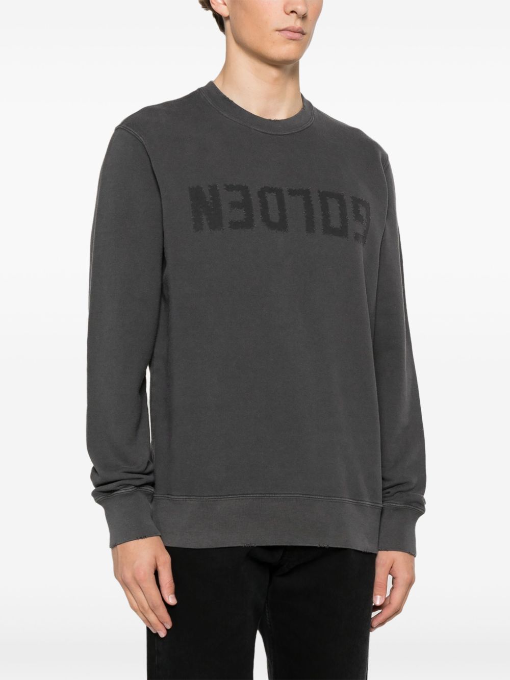 SWEATSHIRT DISTRESSED COTTON JERSEY WITH LOGO GMP01223 P00064260318 GOLDEN GOOSE 