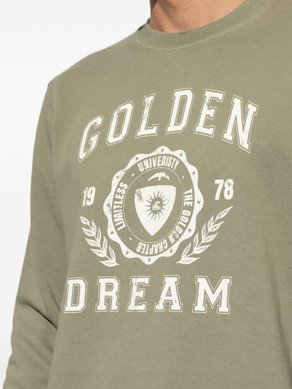 Logo-print distressed-effect sweatshirt GMP01223 P00263436109 GOLDEN GOOSE 
