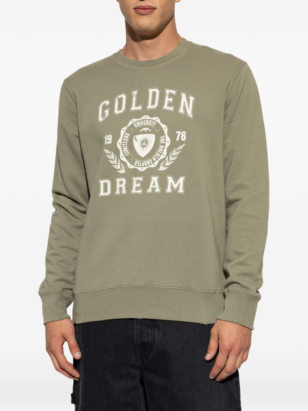Logo-print distressed-effect sweatshirt GMP01223 P00263436109 GOLDEN GOOSE 