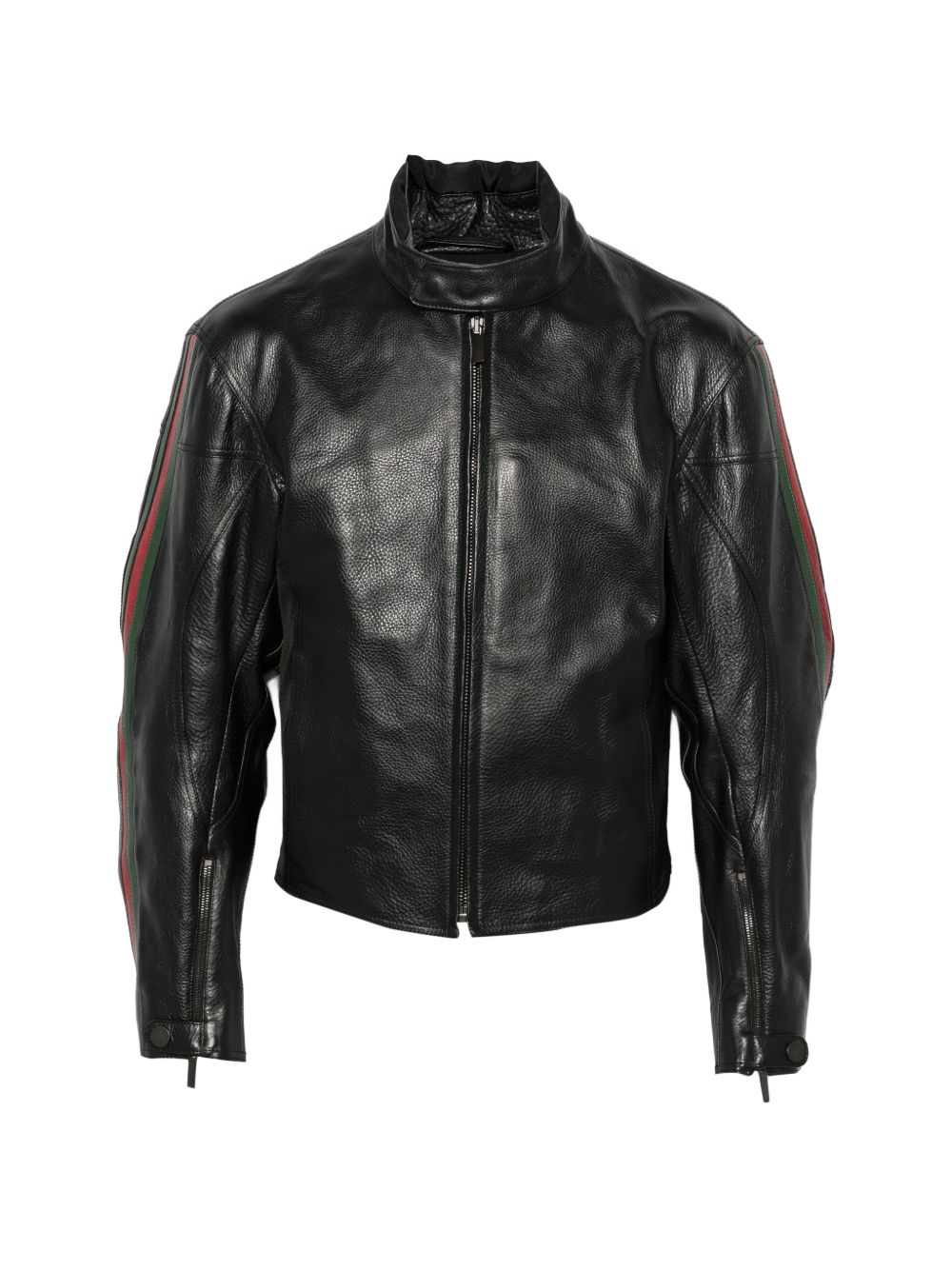 Leather biker jacket with Web 874158 XNBDW1060 GUCCI 