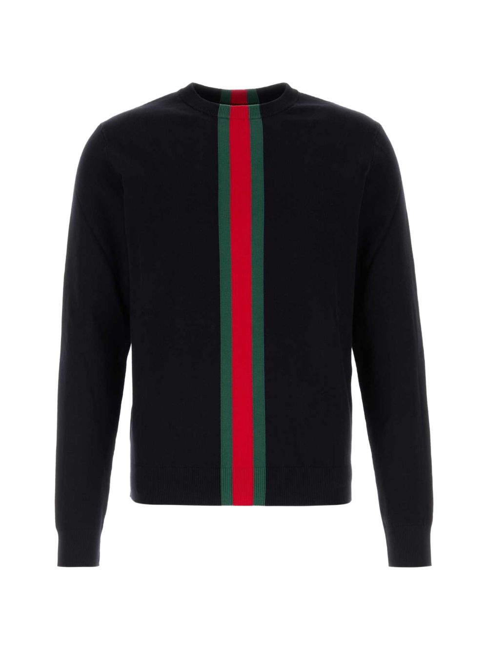 Knit cotton sweater with Web 875177 XKFPC4152 GUCCI 