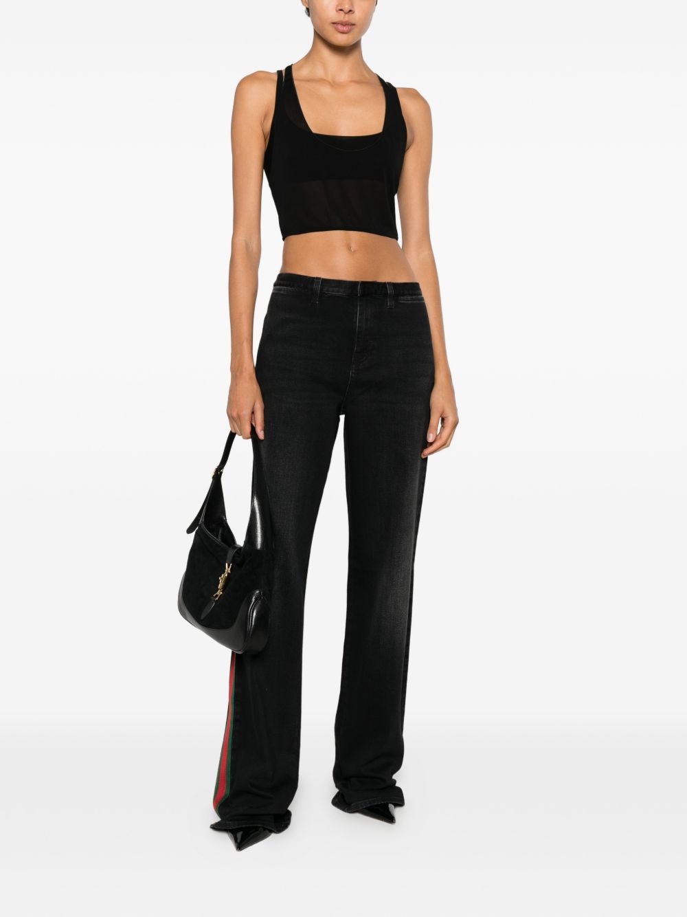Stretch cotton denim with Web 875834 XDDIL1000 GUCCI 