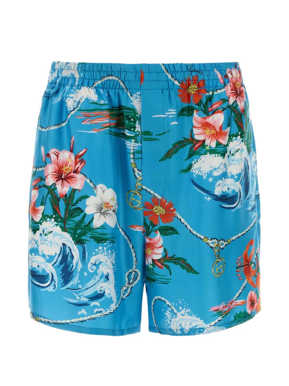 Printed silk twill shorts A003TU ZAVCO4020 GUCCI 