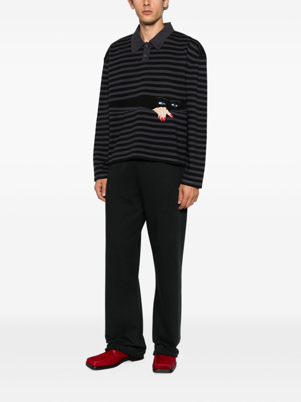Striped embroidered-motif sweater HEFW26SW01012 0486 HOUSE OF ERRORS 