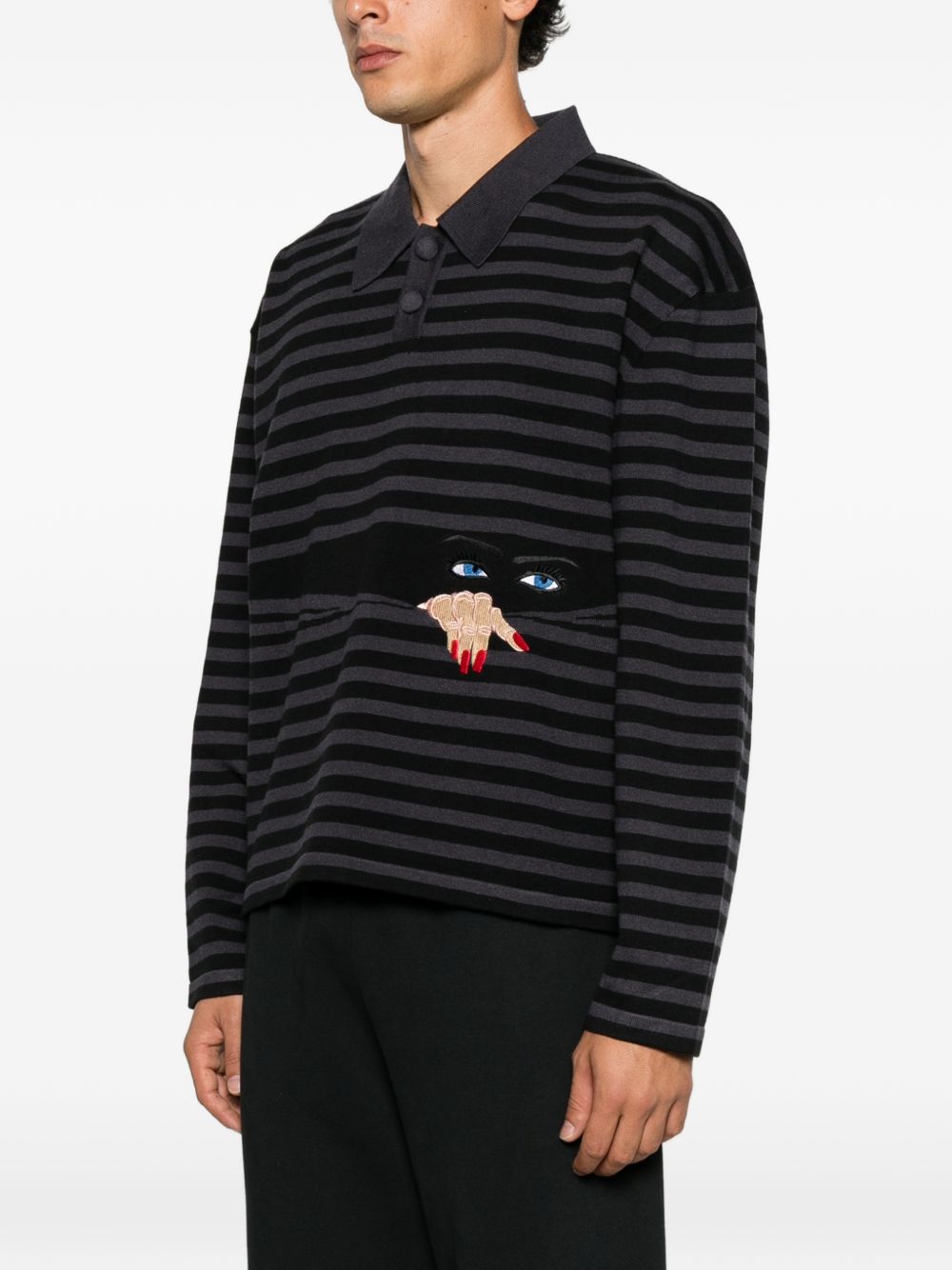 Striped embroidered-motif sweater HEFW26SW01012 0486 HOUSE OF ERRORS 
