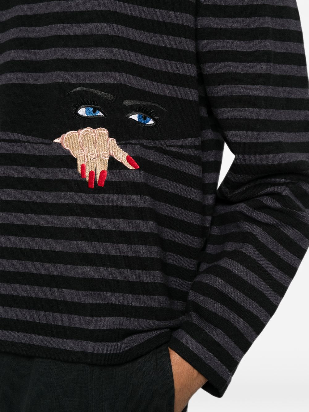 Striped embroidered-motif sweater HEFW26SW01012 0486 HOUSE OF ERRORS 