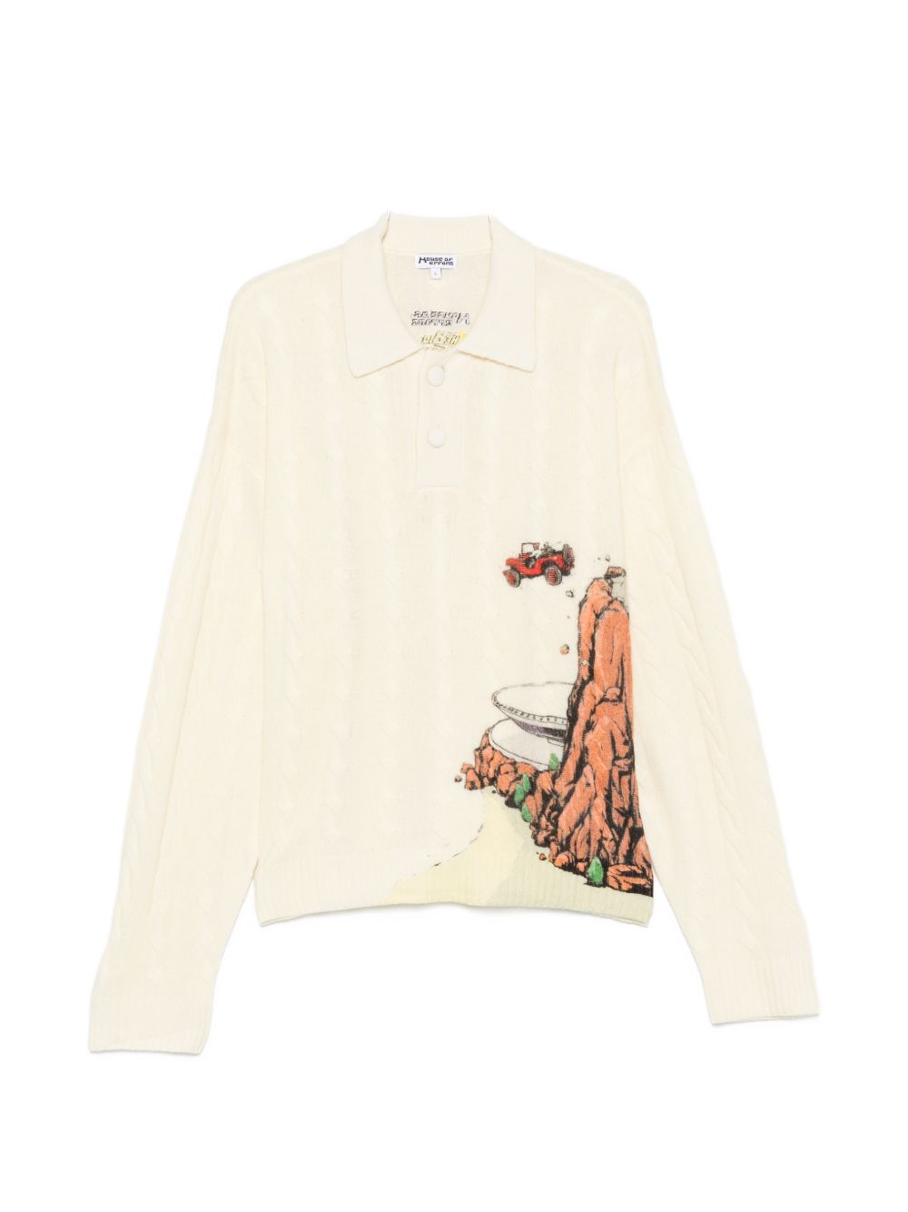 Cable-knit graphic-print shirt HEFW26SW01073 0075 HOUSE OF ERRORS 