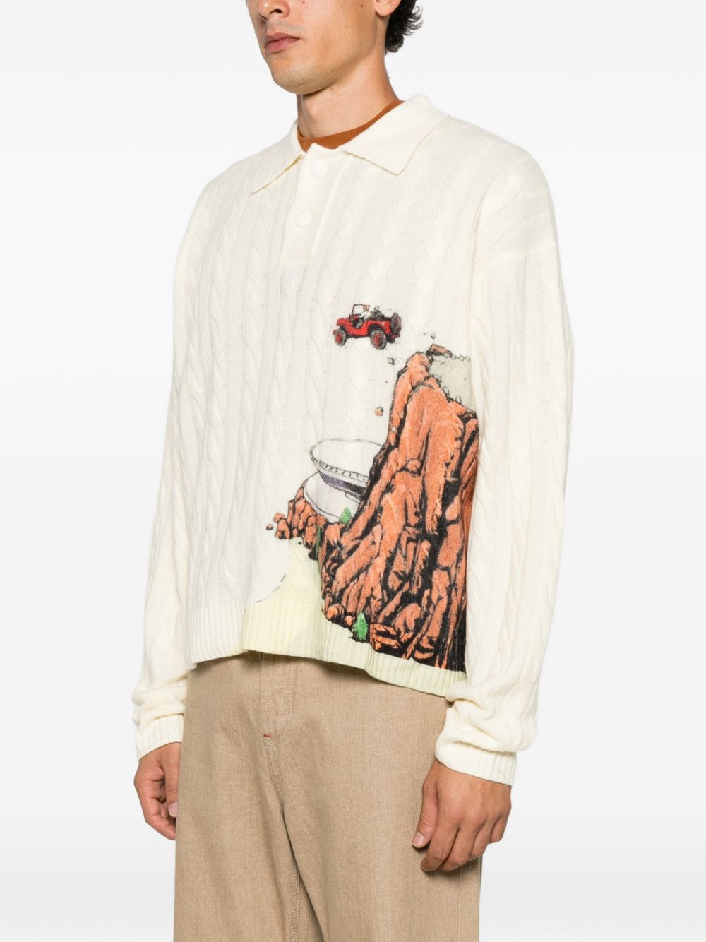 Cable-knit graphic-print shirt HEFW26SW01073 0075 HOUSE OF ERRORS 