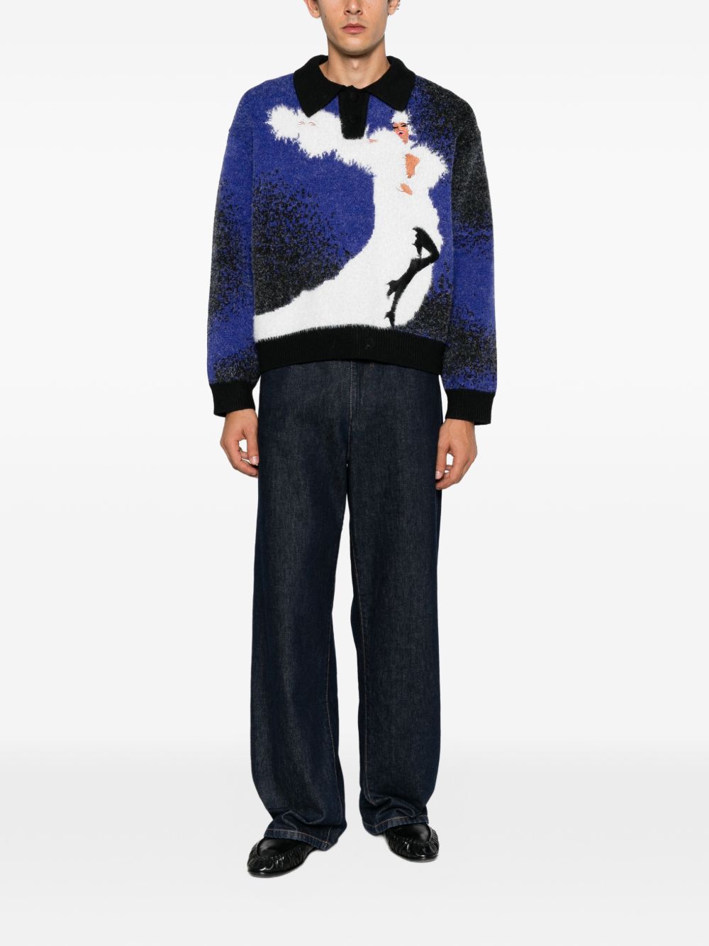 Graphic-intarsia polo shirt HEFW26SW01707 0171 HOUSE OF ERRORS 