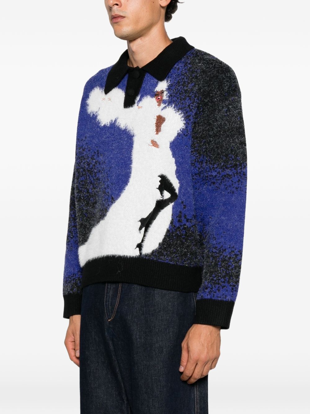 Graphic-intarsia polo shirt HEFW26SW01707 0171 HOUSE OF ERRORS 