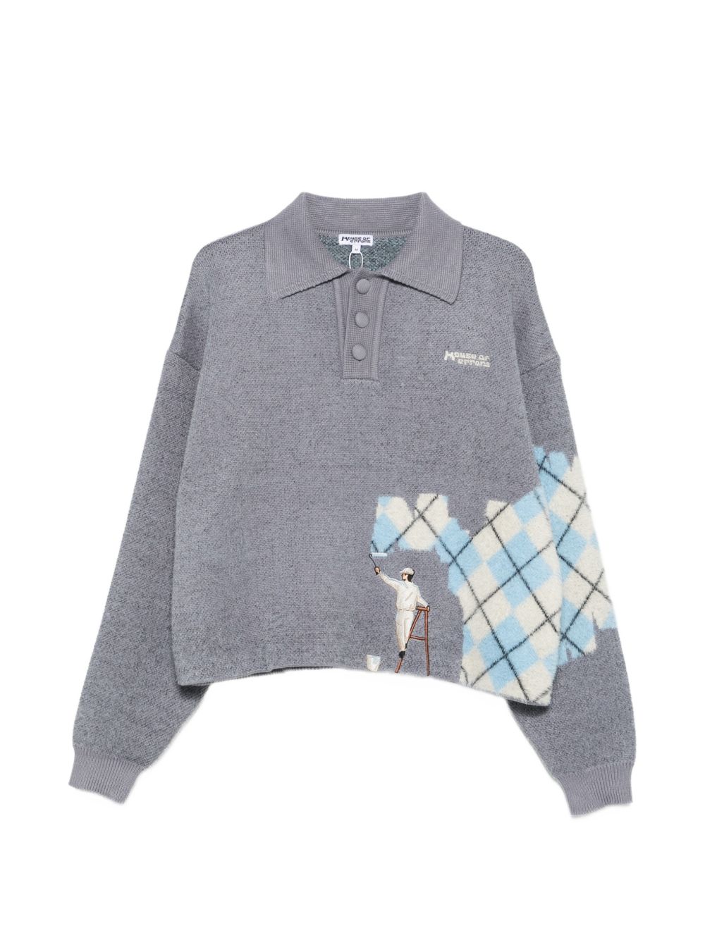 Graphic-intarsia polo polo shirt HEFW26SW02708 8474 HOUSE OF ERRORS 
