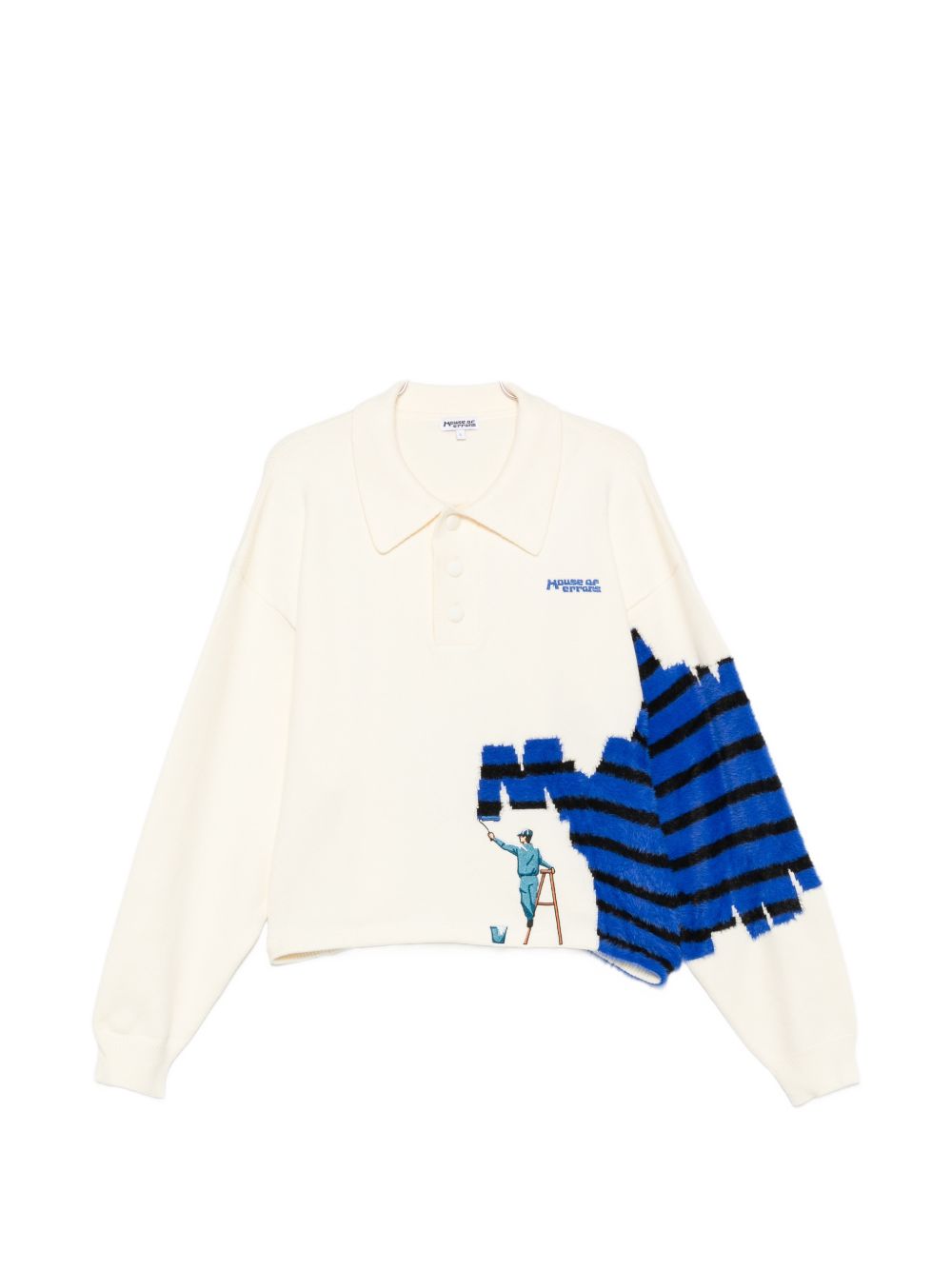 Graphic-intarsia polo shirt HEFW26SW02708 8475 HOUSE OF ERRORS 