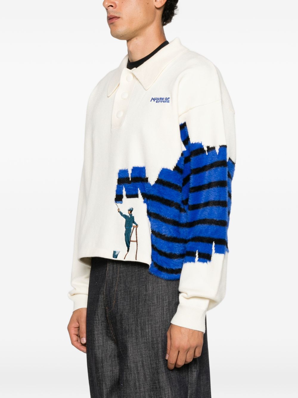 Graphic-intarsia polo shirt HEFW26SW02708 8475 HOUSE OF ERRORS 