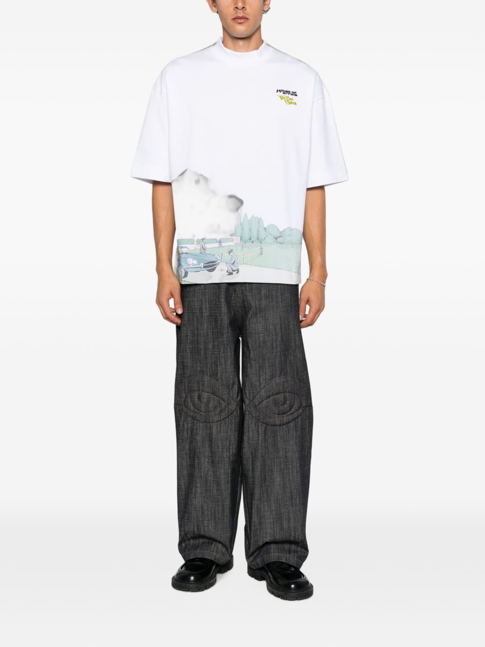 Graphic-print high-neck T-shirt HEFW26TT02012 0053 HOUSE OF ERRORS 