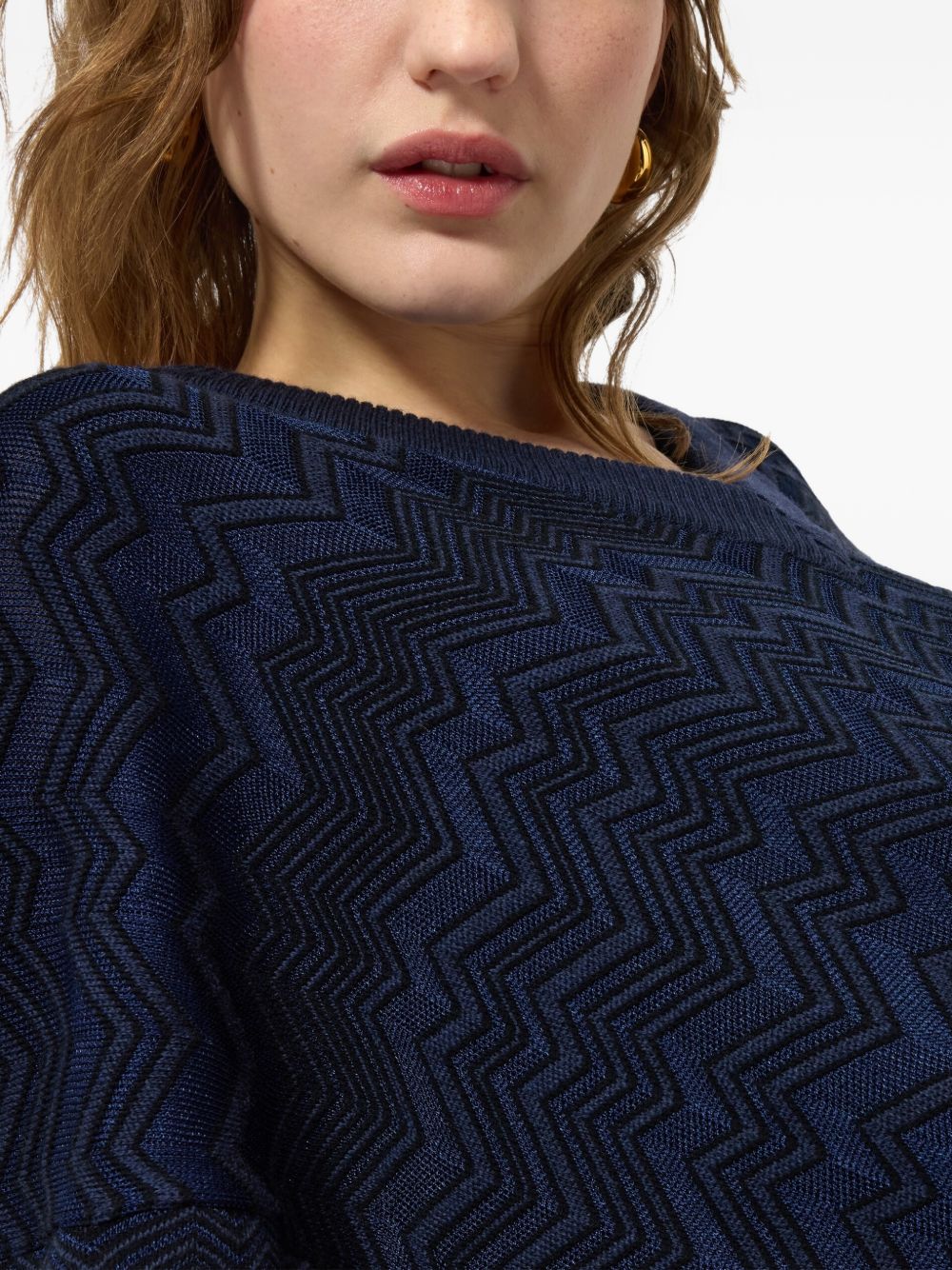 zig zag viscose and wool V-neck sweater DC26WN01 BK01JZS72R9 MISSONI 