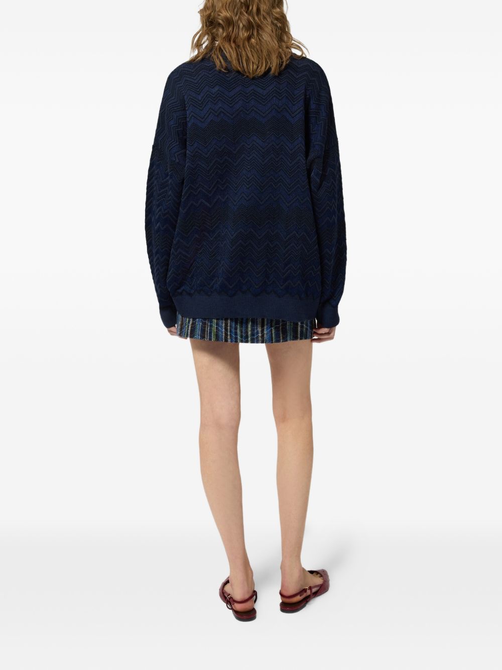 zig zag viscose and wool V-neck sweater DC26WN01 BK01JZS72R9 MISSONI 