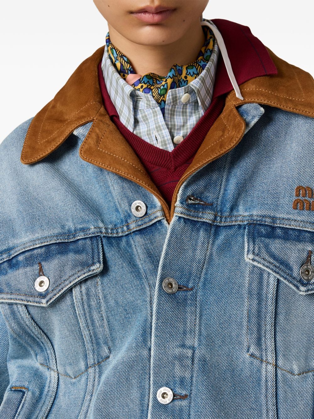Denim and suede blouson jacket GWB313196Y S-OOOF0013 MIU MIU 