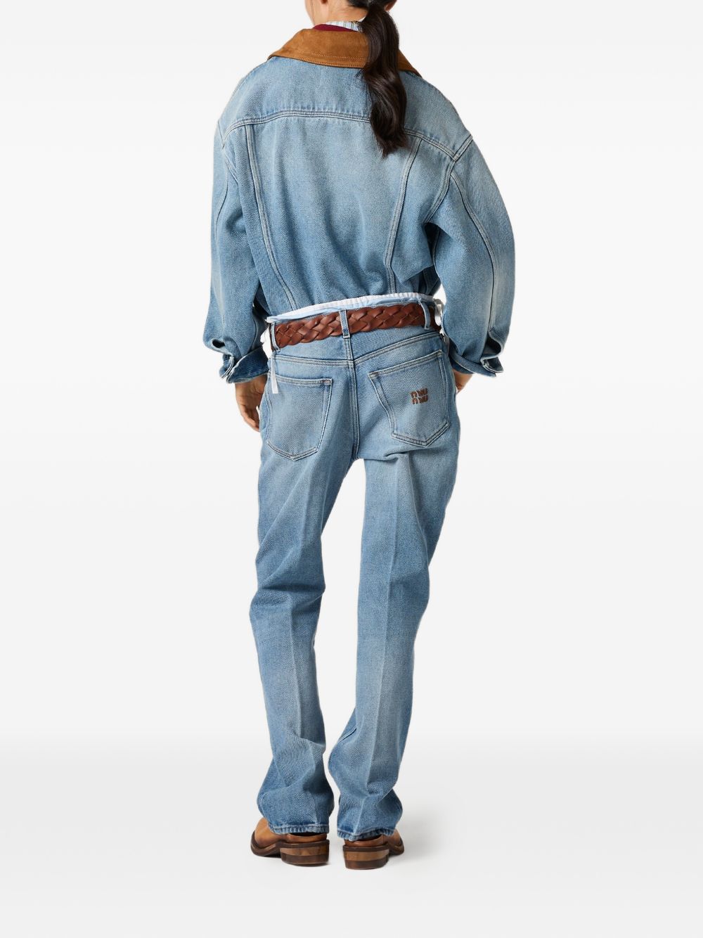 Denim and suede blouson jacket GWB313196Y S-OOOF0013 MIU MIU 