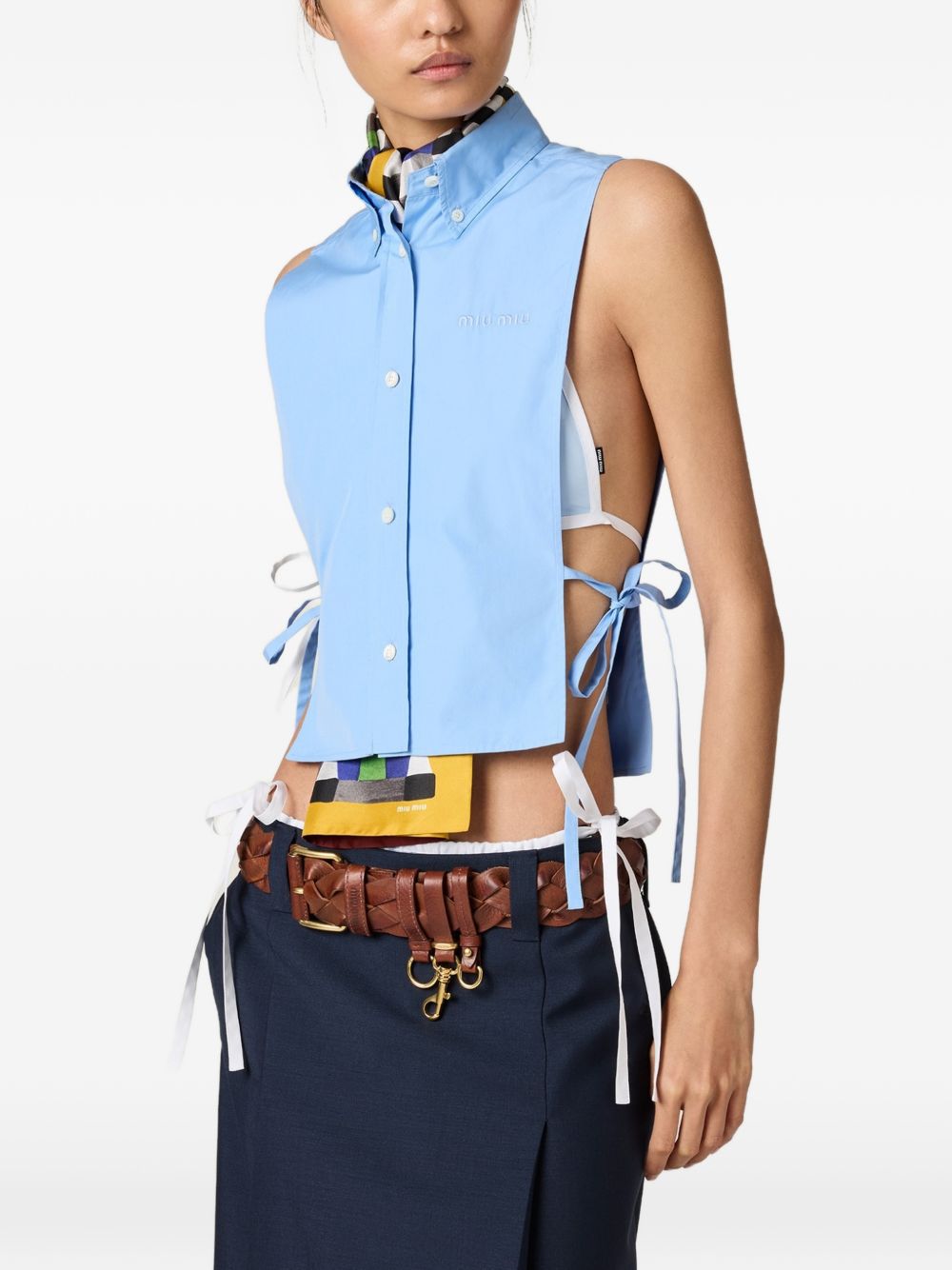 Sleeveless poplin shirt MK202419SE SOOOF0076 MIU MIU 
