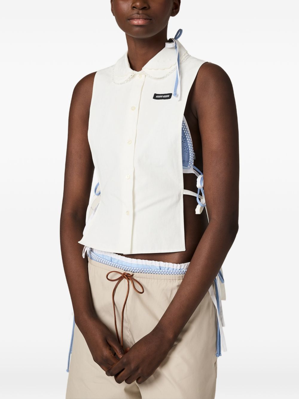 Slubbed poplin side-tie shirt MK2041163M S-OOOF0009 MIU MIU 