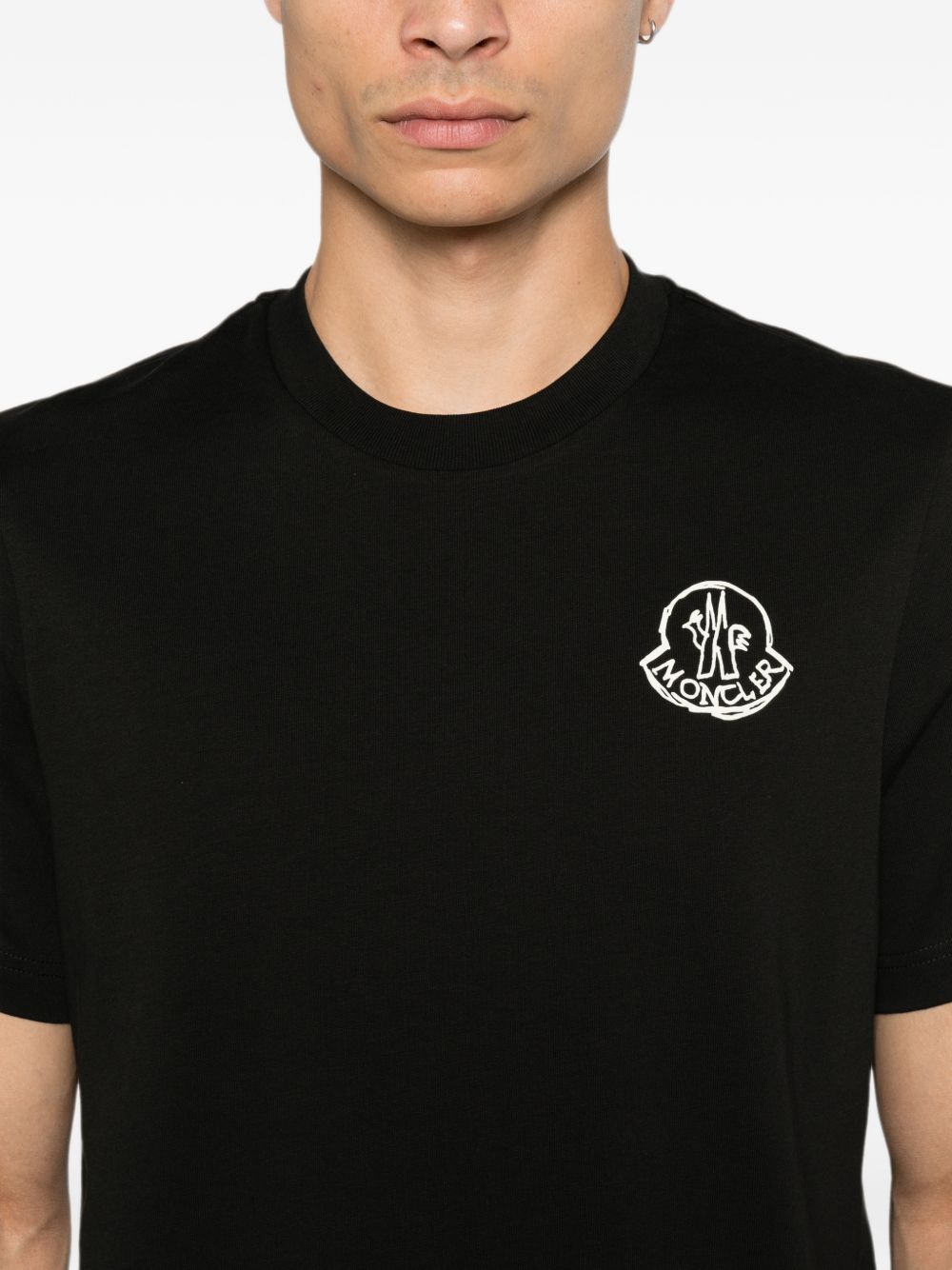 Cotton jersey T-shirt with logo patch L20918C00025 89AUG999 MONCLER 