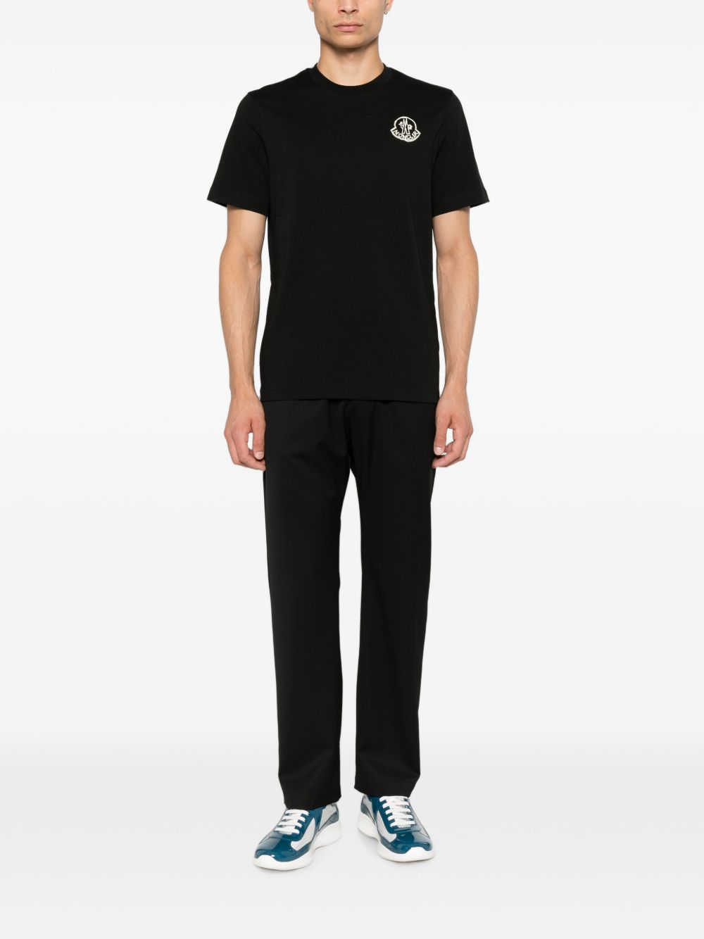 Cotton jersey T-shirt with logo patch L20918C00025 89AUG999 MONCLER 