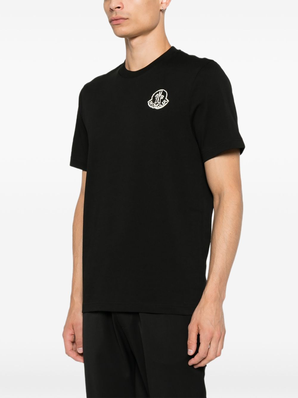 Cotton jersey T-shirt with logo patch L20918C00025 89AUG999 MONCLER 
