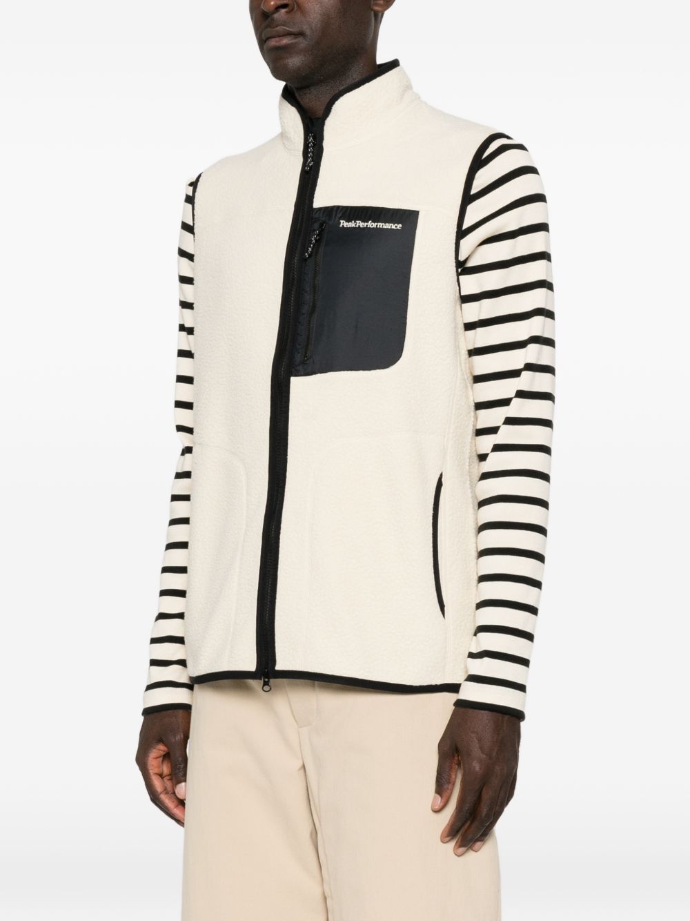 Fleece zip-up gilet G80851030 SAND FOG-BLACK PEAK PERFORMANCE 