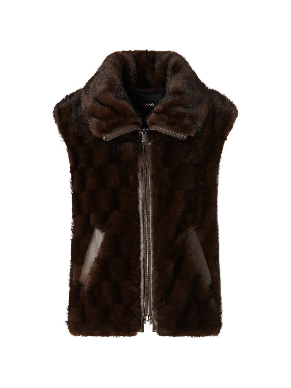 Fur-effect vest with zip 106939 A3C5M11 PINKO 