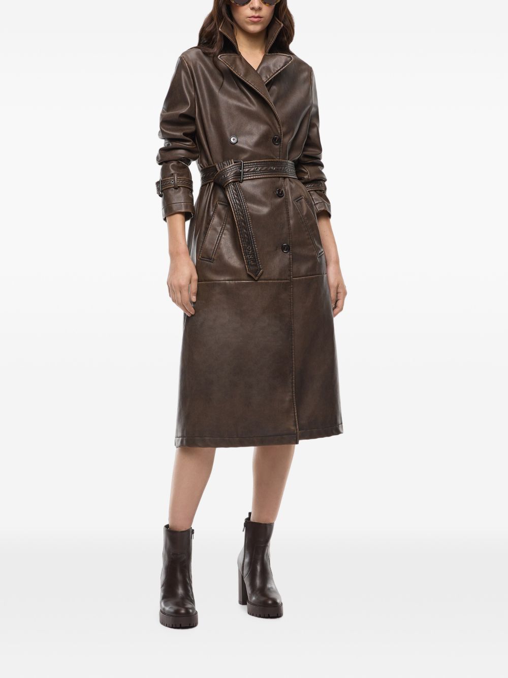 double-breasted belted coat 107055 A3E8L64 PINKO 