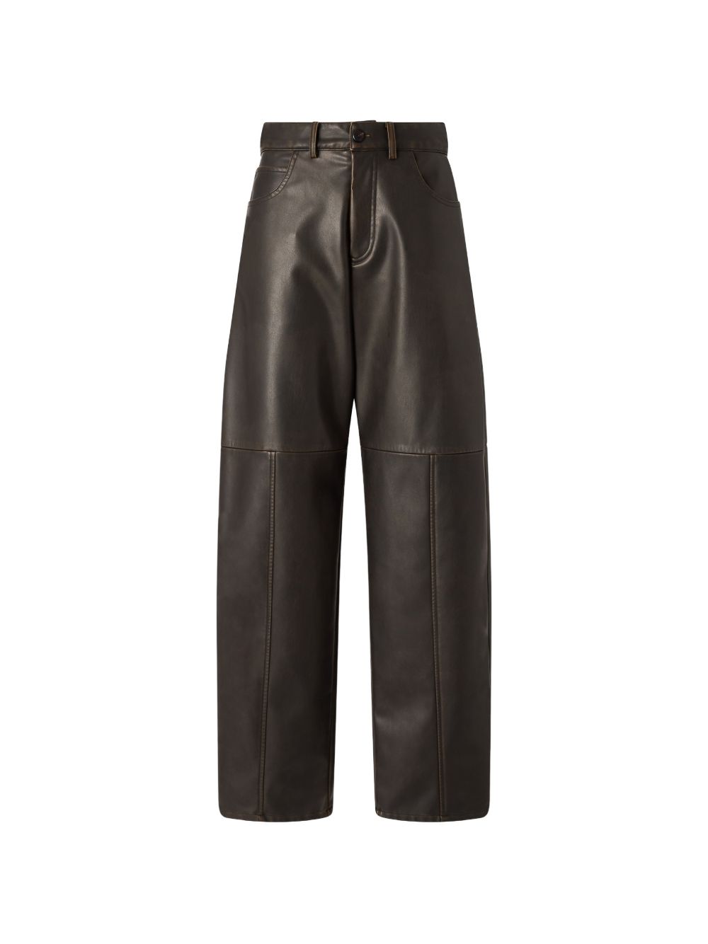 Barrel-fit trousers in nappa leather-effect fabric 107077 A3E8L64 PINKO 
