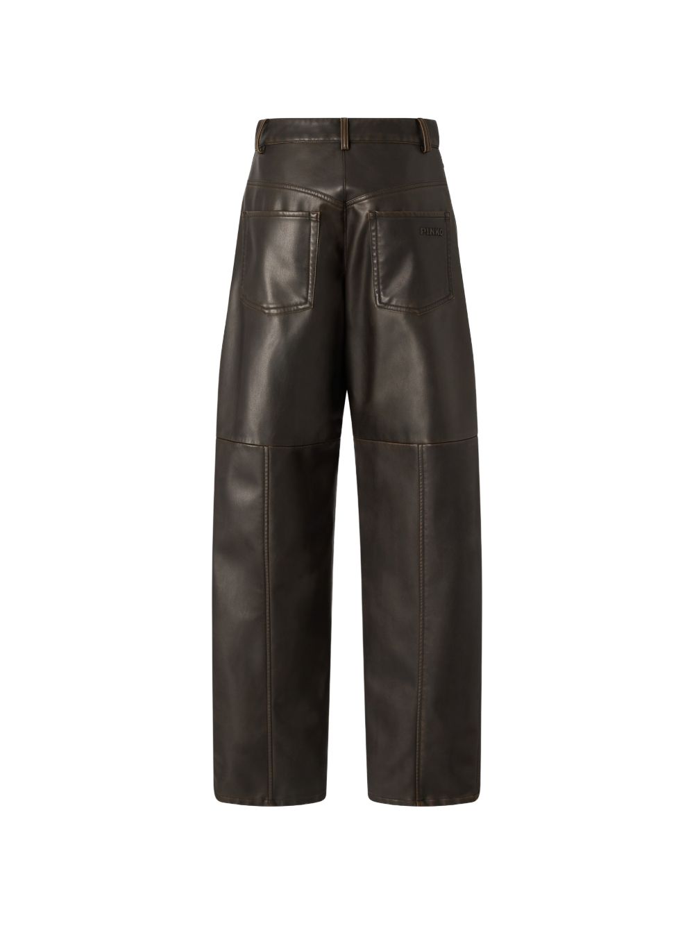 Barrel-fit trousers in nappa leather-effect fabric 107077 A3E8L64 PINKO 