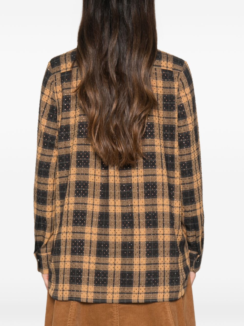 rhinestone-embellished checked shirt 107172 A3FACZ3 PINKO 