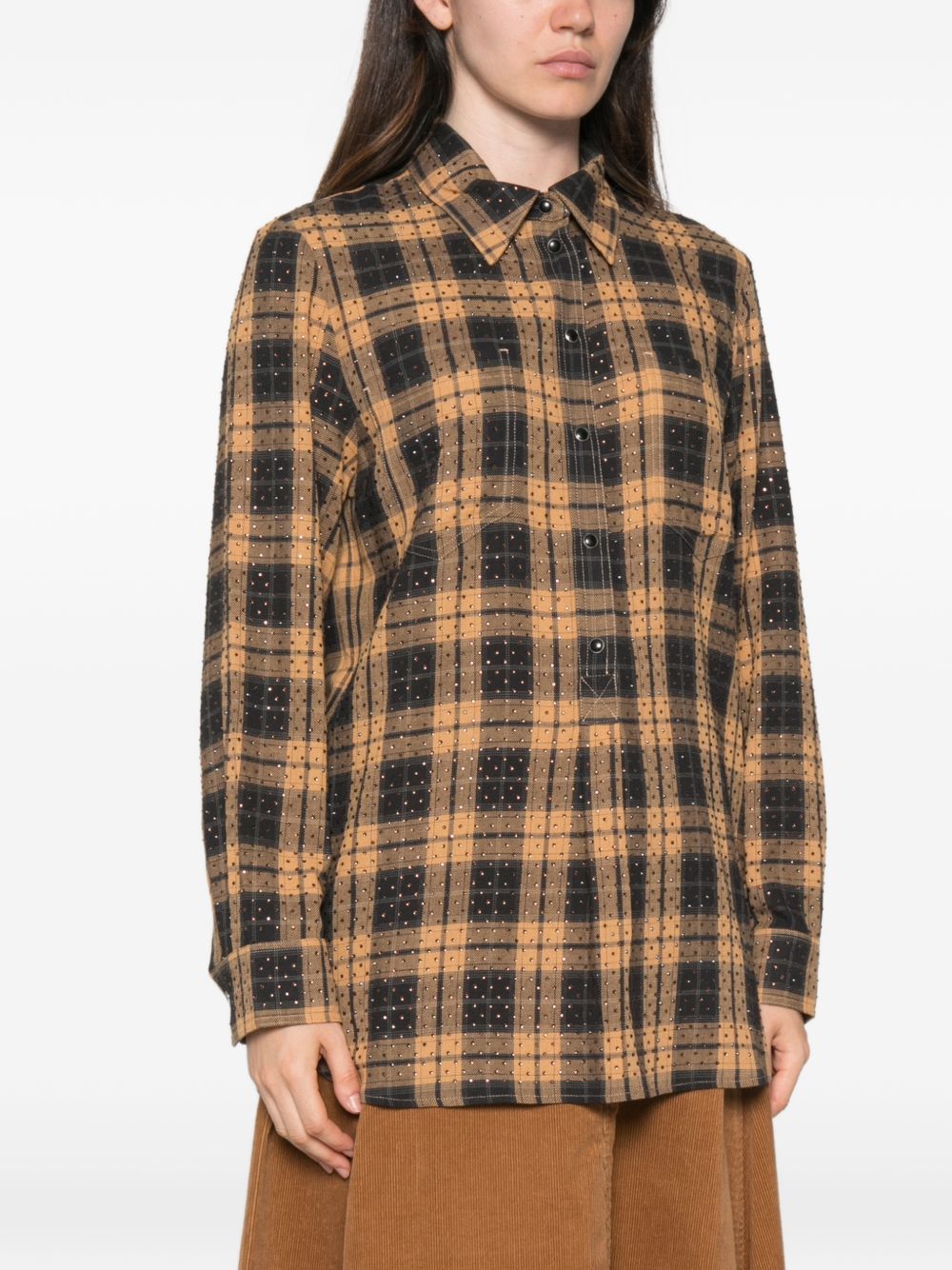 rhinestone-embellished checked shirt 107172 A3FACZ3 PINKO 