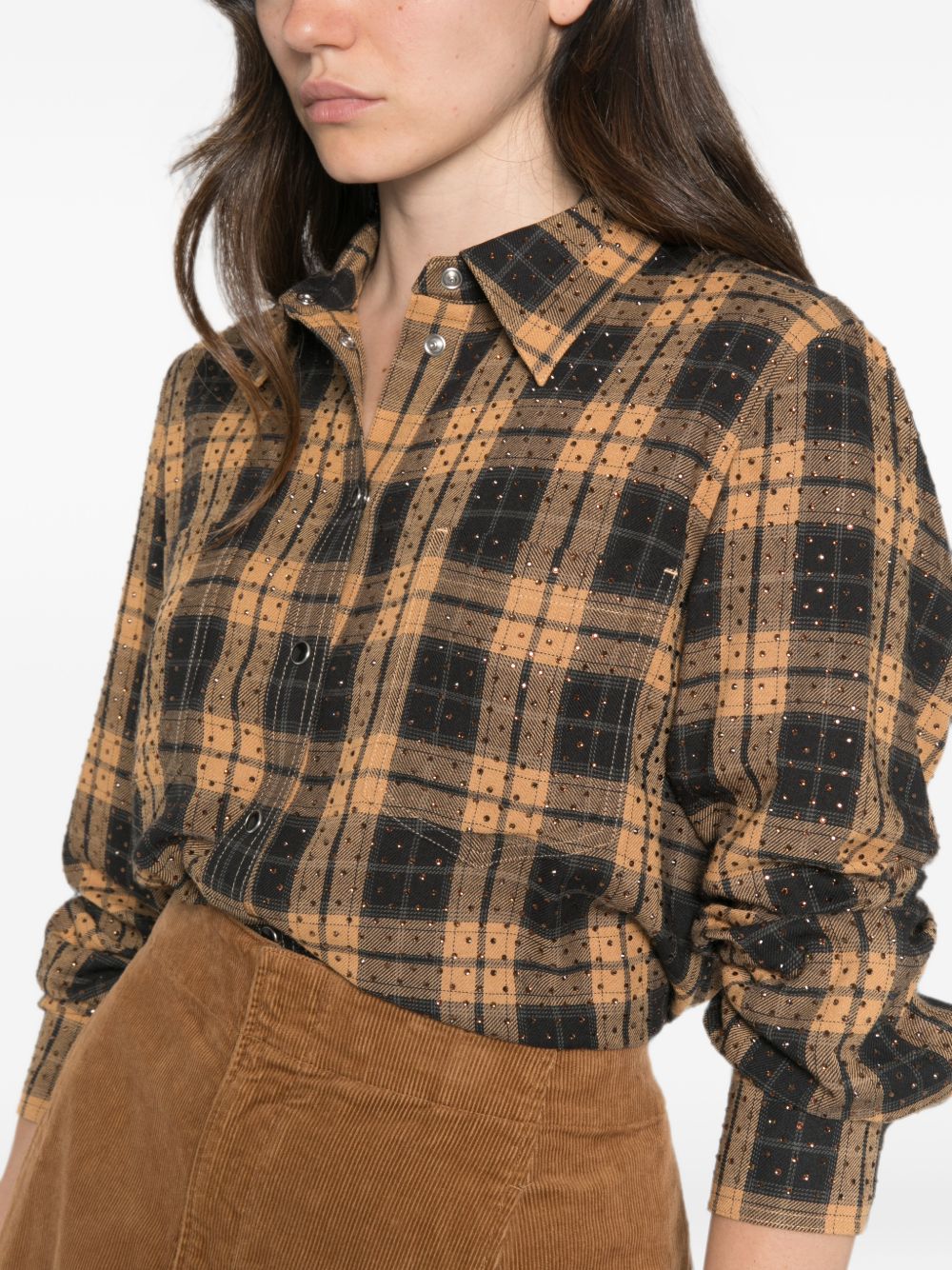 rhinestone-embellished checked shirt 107172 A3FACZ3 PINKO 