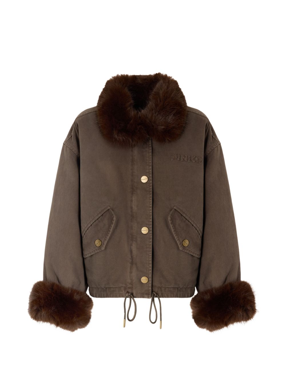 faux-fur trim jacket 107219 A3GVL64 PINKO 